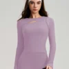 Front Cut-Out Slim Fit Long Sleeve Yoga Tops Sport Clothing Manufacturers Gymwear com