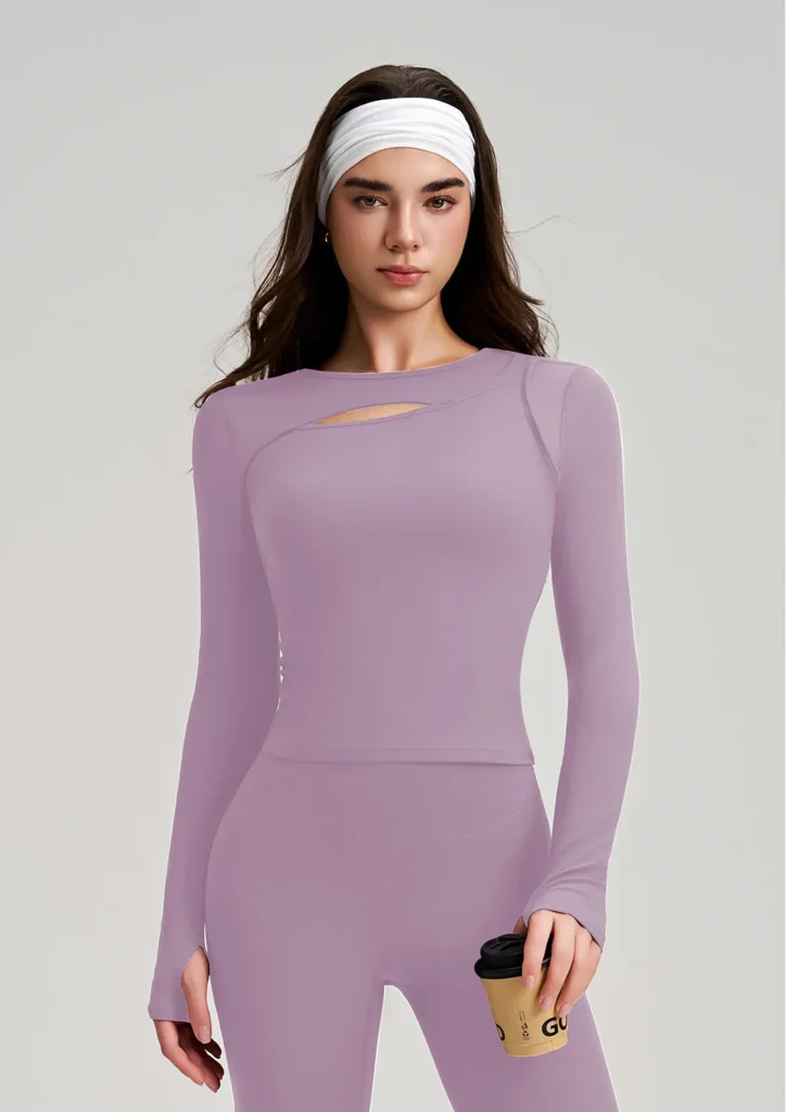 Front Cut-Out Slim Fit Long Sleeve Yoga Tops Sport Clothing Manufacturers Gymwear com