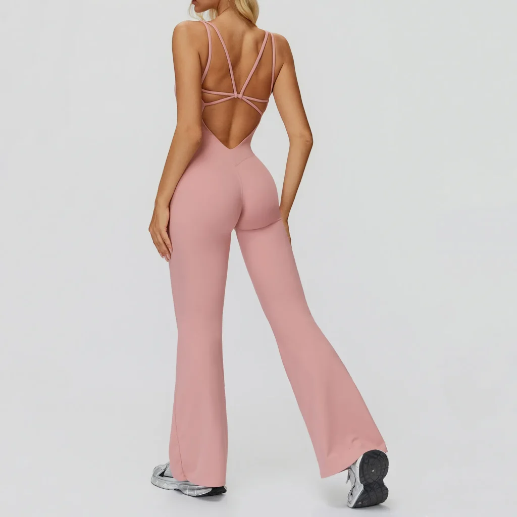Butterfly Back Yoga Flared Fitness Workout Jumpsuit Gym Clothes Manufacturer