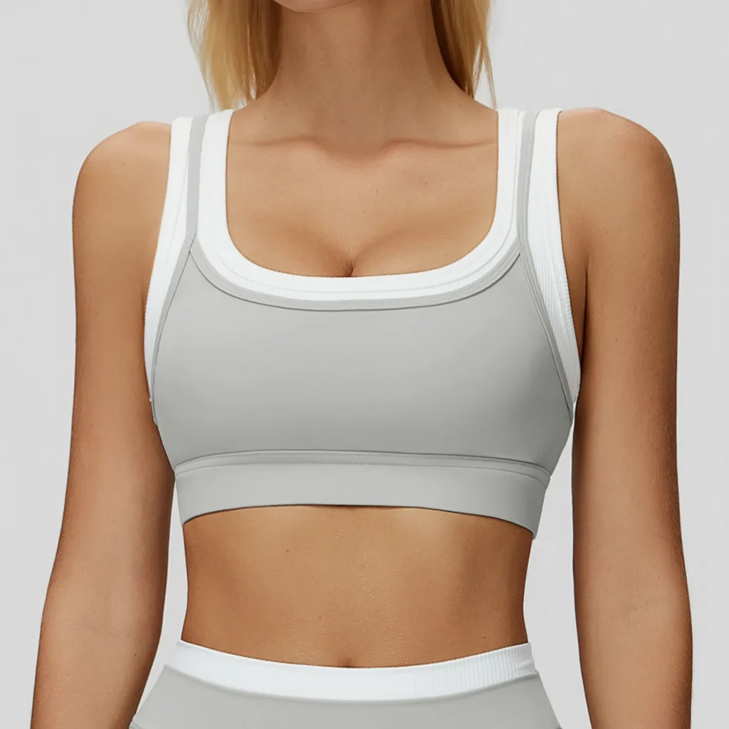 Fake Two-Piece Sports Bra Fabric Custom Workout Clothes Wholesale Sports Bras Manufacturer