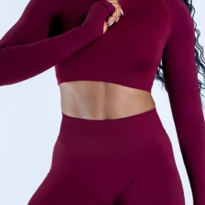 Seamless Training Set Long Sleeve Crop Tops Wholesale Womens Sportswear Sports Set Top Seamless