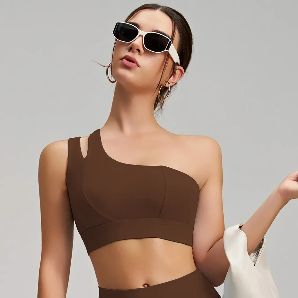One-Shoulder Yoga Bra Sports Clothing Manufacturers Bra Fabric Material