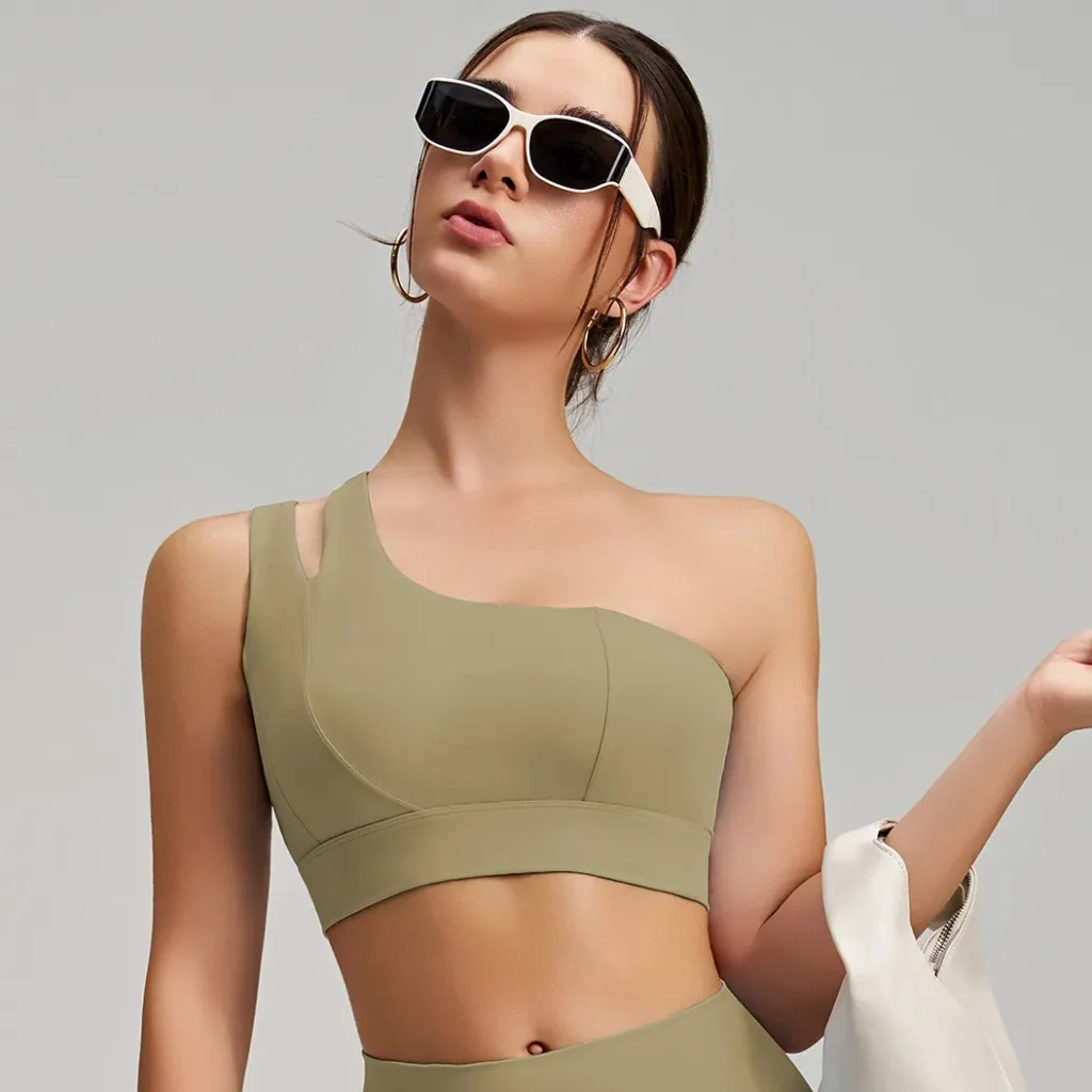 One-Shoulder Yoga Bra Sports Clothing Manufacturers Bra Fabric Material