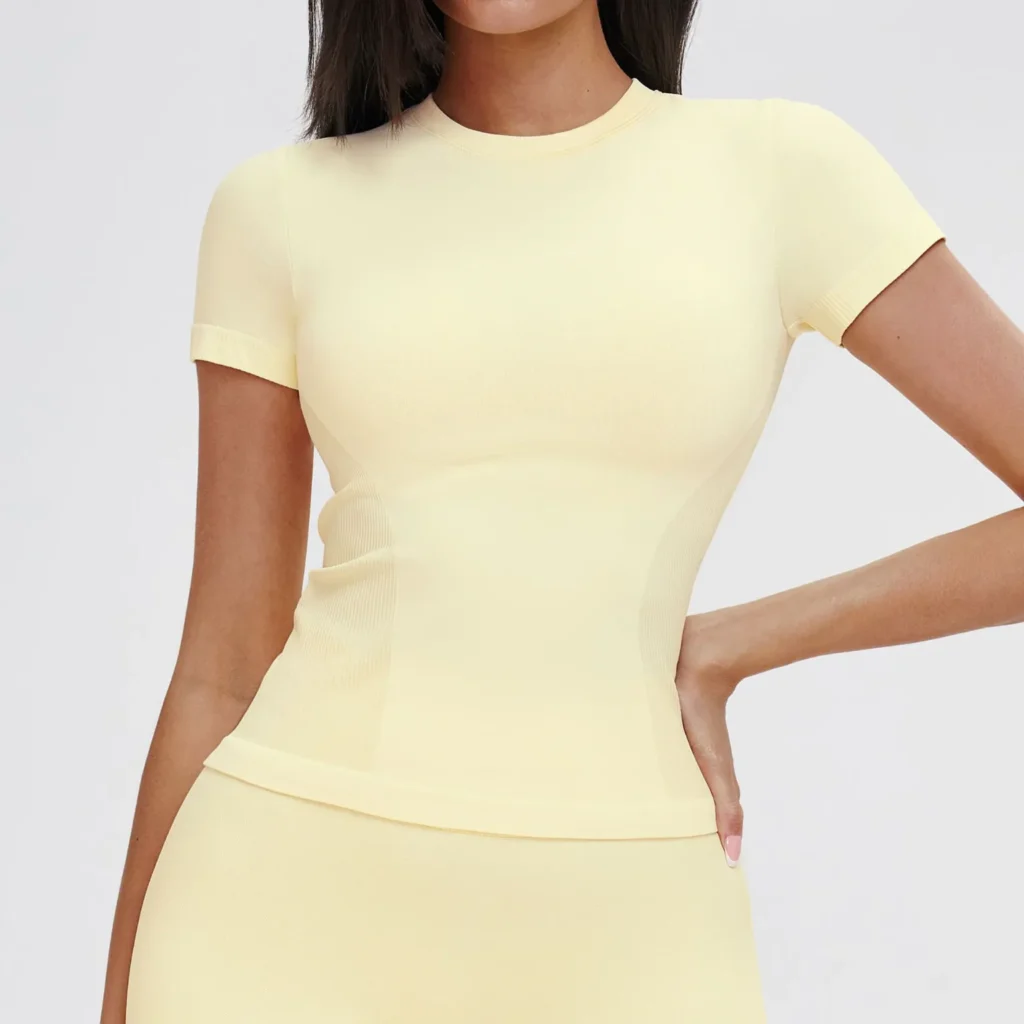 Workout Short Sleeve Tops Custom Gym Clothing Manufacturers Short Sleeve Yoga Top