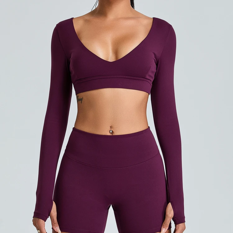 Long Sleeve Crop Tops Wholesale Womens Sportswear Long Sleeve Crop Sportswear Athletic Clothing Manufacturer