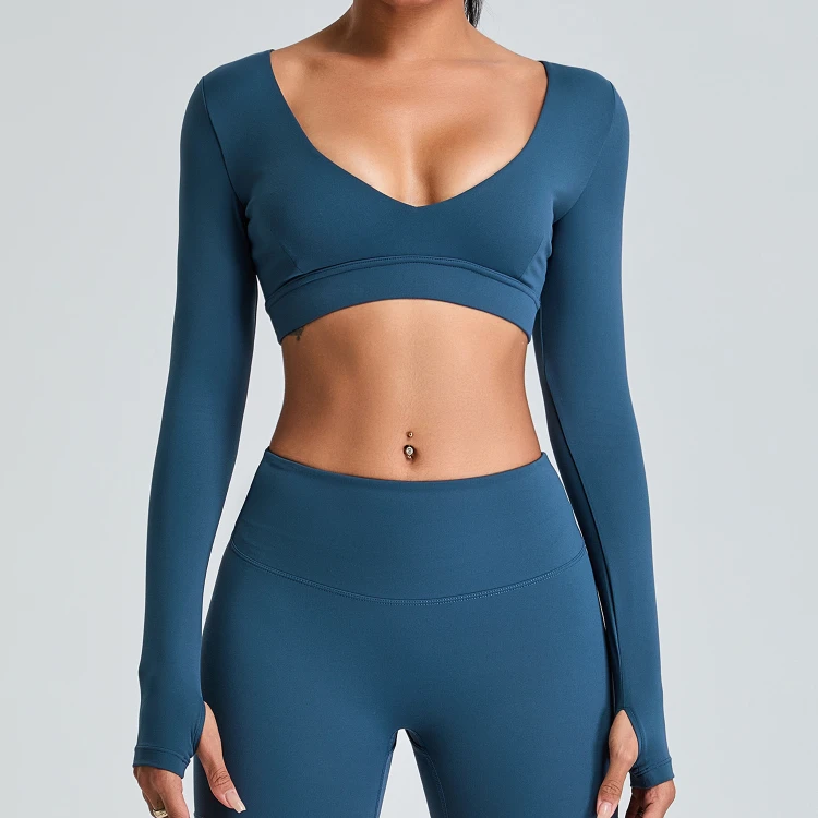 Long Sleeve Crop Tops Wholesale Womens Sportswear Long Sleeve Crop Sportswear Athletic Clothing Manufacturer