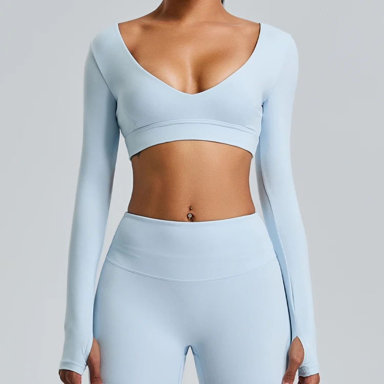 Long Sleeve Crop Tops Wholesale Womens Sportswear Long Sleeve Crop Sportswear Athletic Clothing Manufacturer