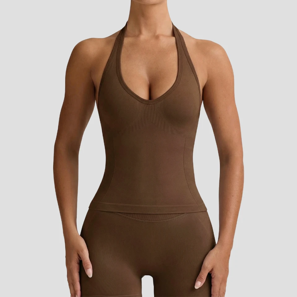 Halter Bra Sportswear Athletic Tank Tops Personalised Workout Tanks Suppliers Sports Set Top Seamless