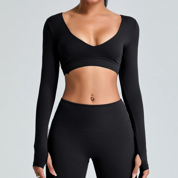 Long Sleeve Crop Tops Wholesale Womens Sportswear Long Sleeve Crop Sportswear Athletic Clothing Manufacturer