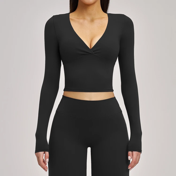 Blank Gym Clothing Slim Fit Long Sleeve Yoga Tops Activewear Manufacturers in USA