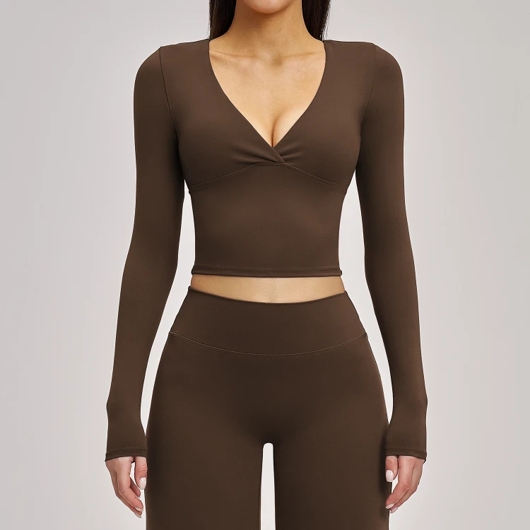 Blank Gym Clothing Slim Fit Long Sleeve Yoga Tops Activewear Manufacturers in USA