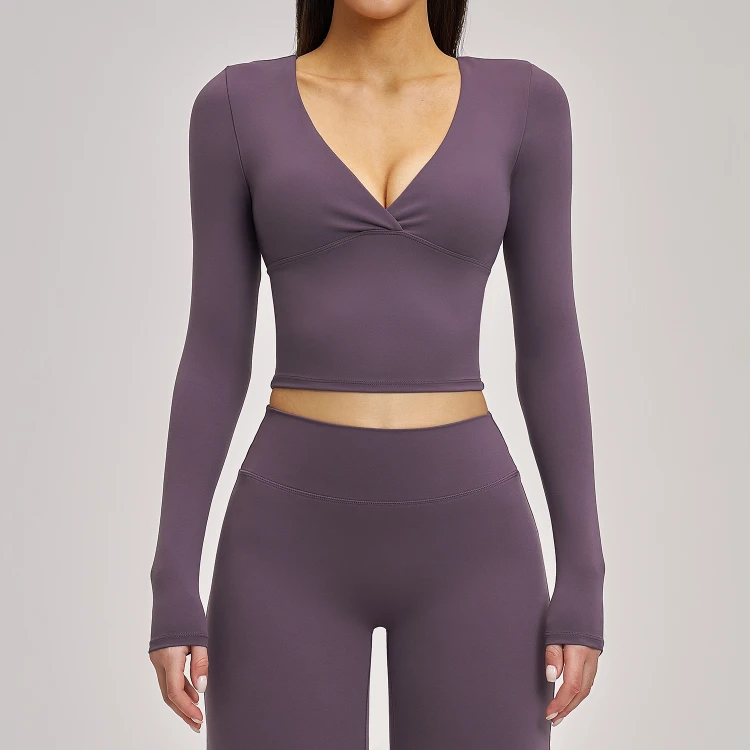 Blank Gym Clothing Slim Fit Long Sleeve Yoga Tops Activewear Manufacturers in USA