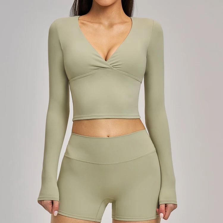 Blank Gym Clothing Slim Fit Long Sleeve Yoga Tops Activewear Manufacturers in USA