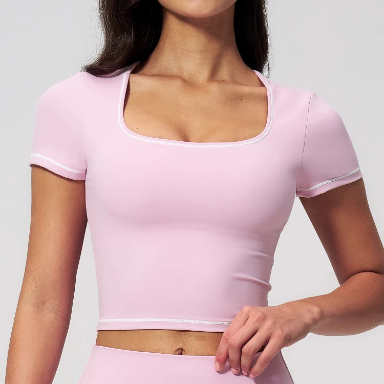 Trademark Sportswear Short Sleeve Yoga Top Athletic Clothing Manufacturers Bulk Sports Apparel