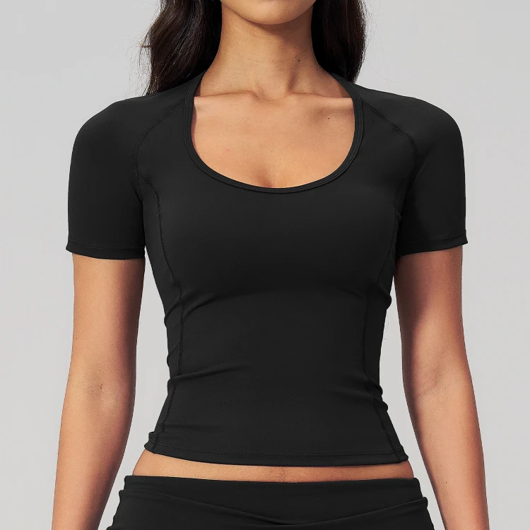 Chinese Sportswear Brands Fitness Clothing Manufacturers Yoga Short Sleeve Tops