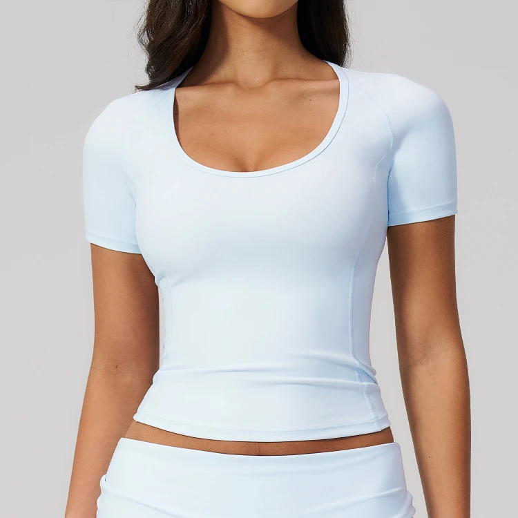 Chinese Sportswear Brands Fitness Clothing Manufacturers Yoga Short Sleeve Tops