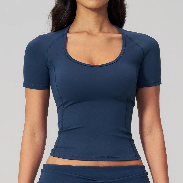 Chinese Sportswear Brands Fitness Clothing Manufacturers Yoga Short Sleeve Tops