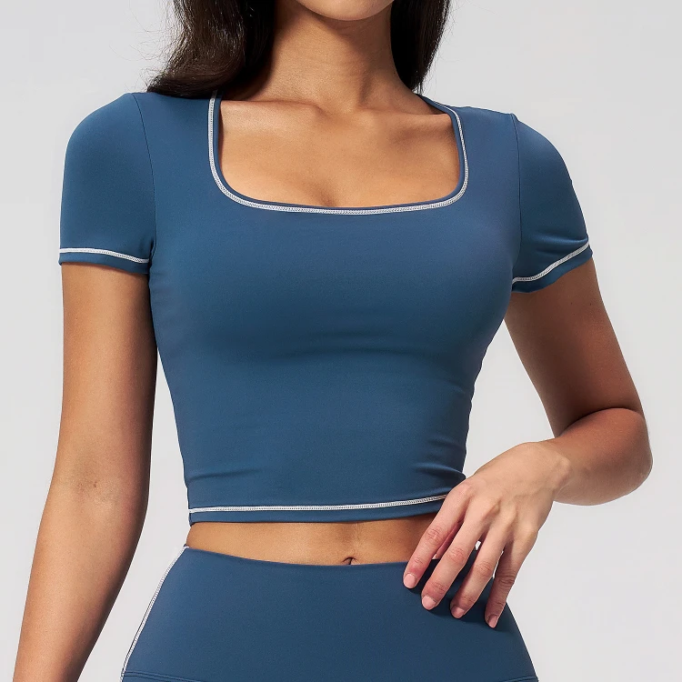 Trademark Sportswear Short Sleeve Yoga Top Athletic Clothing Manufacturers Bulk Sports Apparel