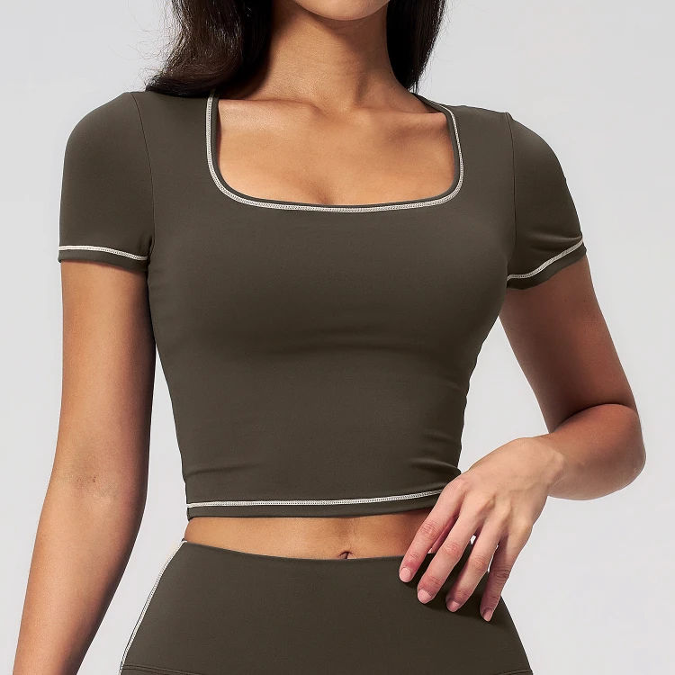 Trademark Sportswear Short Sleeve Yoga Top Athletic Clothing Manufacturers Bulk Sports Apparel