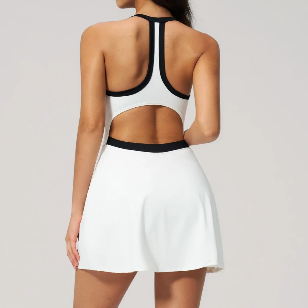 Custom Fitness Apparel Womens Tennis Dress with Built in Shorts Golf Dress Jumpsuit Workout Clothes