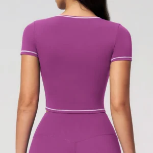 Trademark Sportswear Short Sleeve Yoga Top Athletic Clothing Manufacturers Bulk Sports Apparel