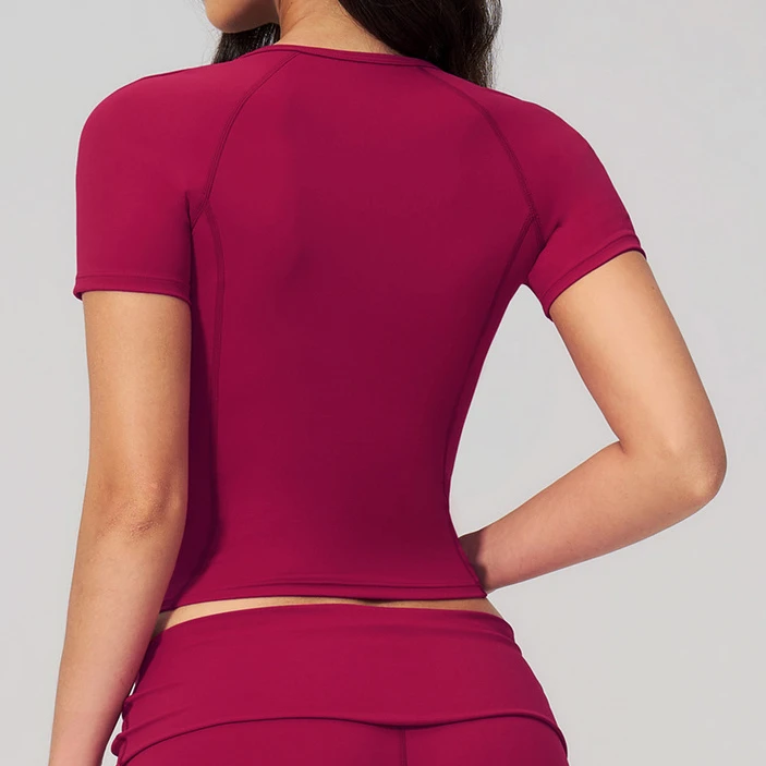 Chinese Sportswear Brands Fitness Clothing Manufacturers Yoga Short Sleeve Tops