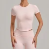 Gym Clothes Bulk High Stretch Short Sleeve Yoga Top Women‘s Workout T-shirt Gym Clothes Bulk High Stretch Short Sleeve Yoga Top Women‘s Workout T-shirt