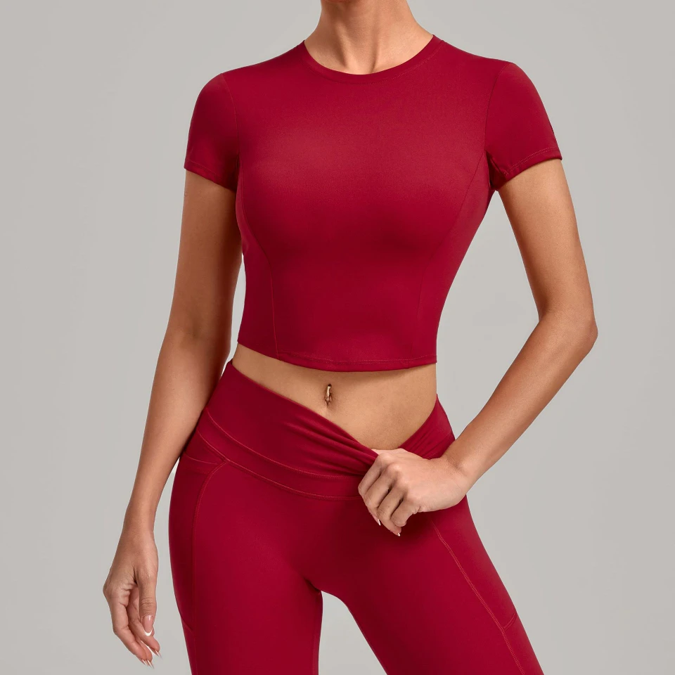 Gym Clothes Bulk High Stretch Short Sleeve Yoga Top Women‘s Workout T-shirt