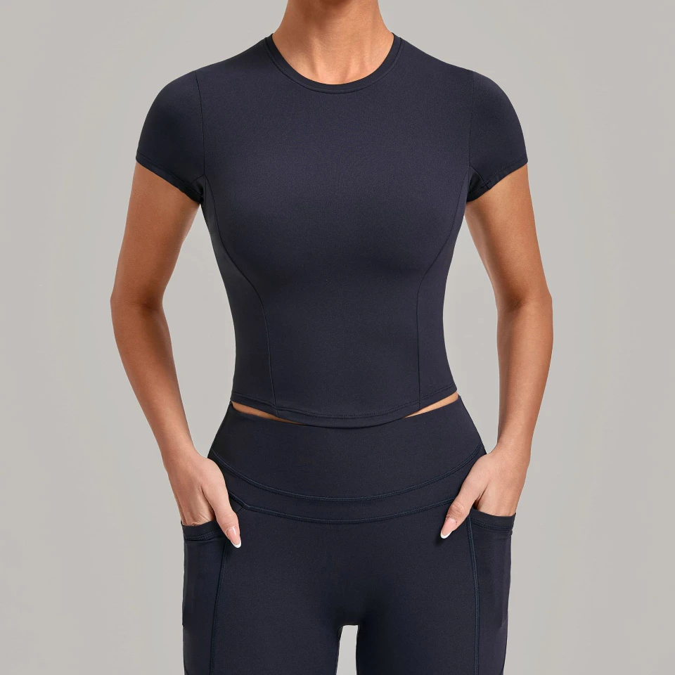 Gym Clothes Bulk High Stretch Short Sleeve Yoga Top Women‘s Workout T-shirt