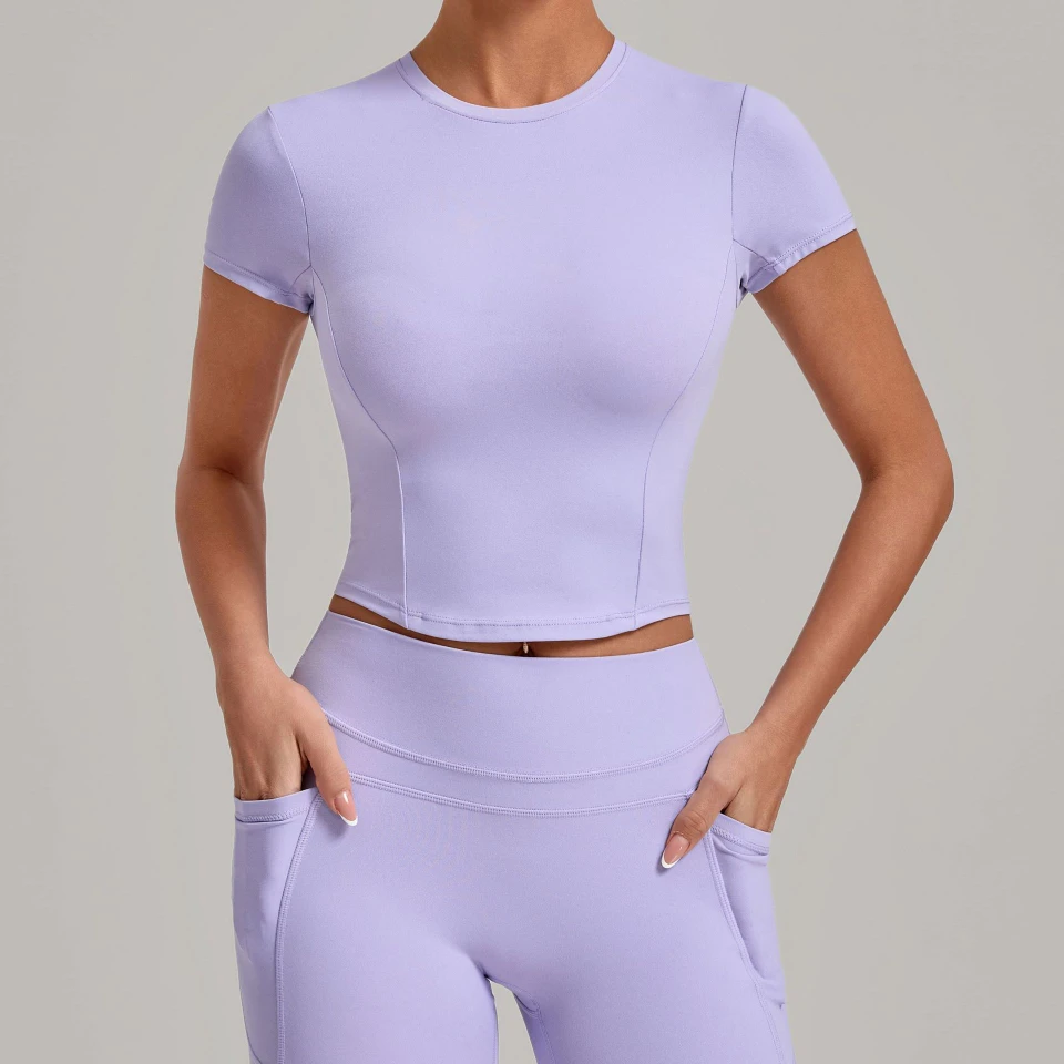 Gym Clothes Bulk High Stretch Short Sleeve Yoga Top Women‘s Workout T-shirt