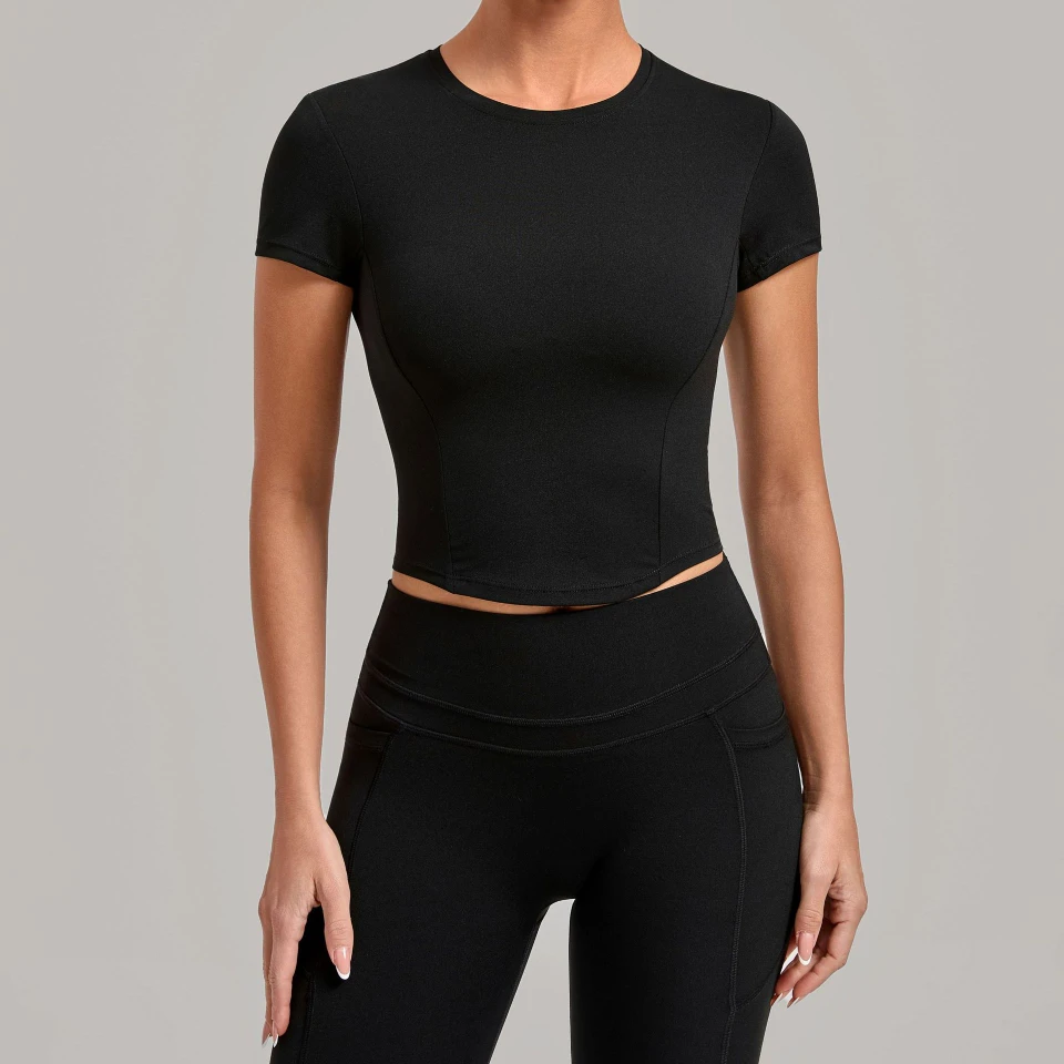 Gym Clothes Bulk High Stretch Short Sleeve Yoga Top Women‘s Workout T-shirt