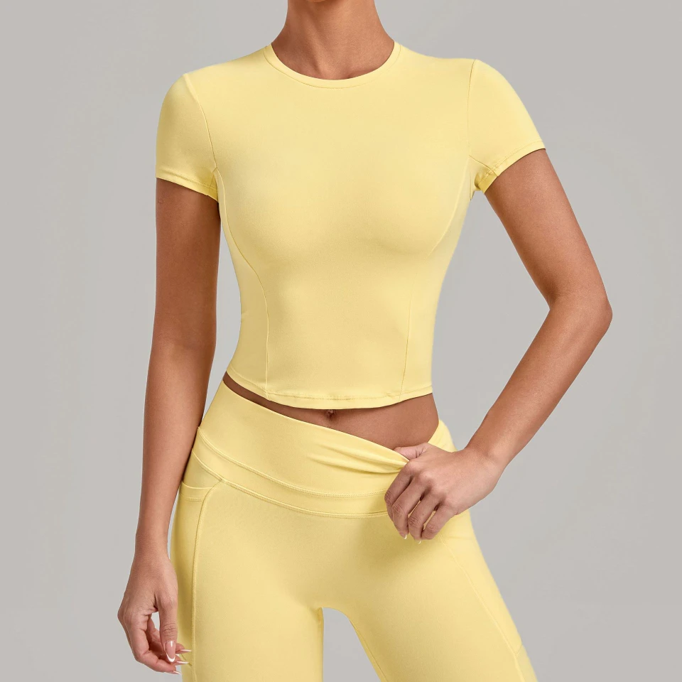 Gym Clothes Bulk High Stretch Short Sleeve Yoga Top Women‘s Workout T-shirt
