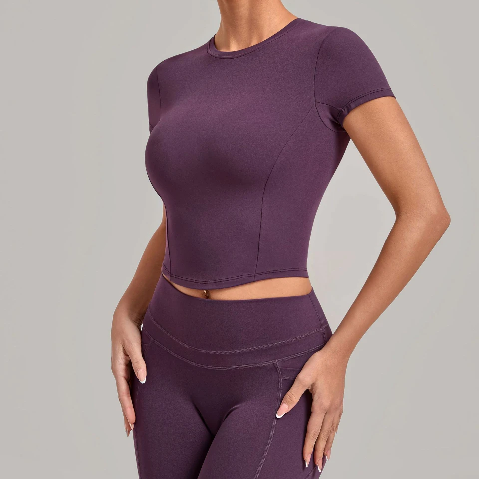 Gym Clothes Bulk High Stretch Short Sleeve Yoga Top Women‘s Workout T-shirt