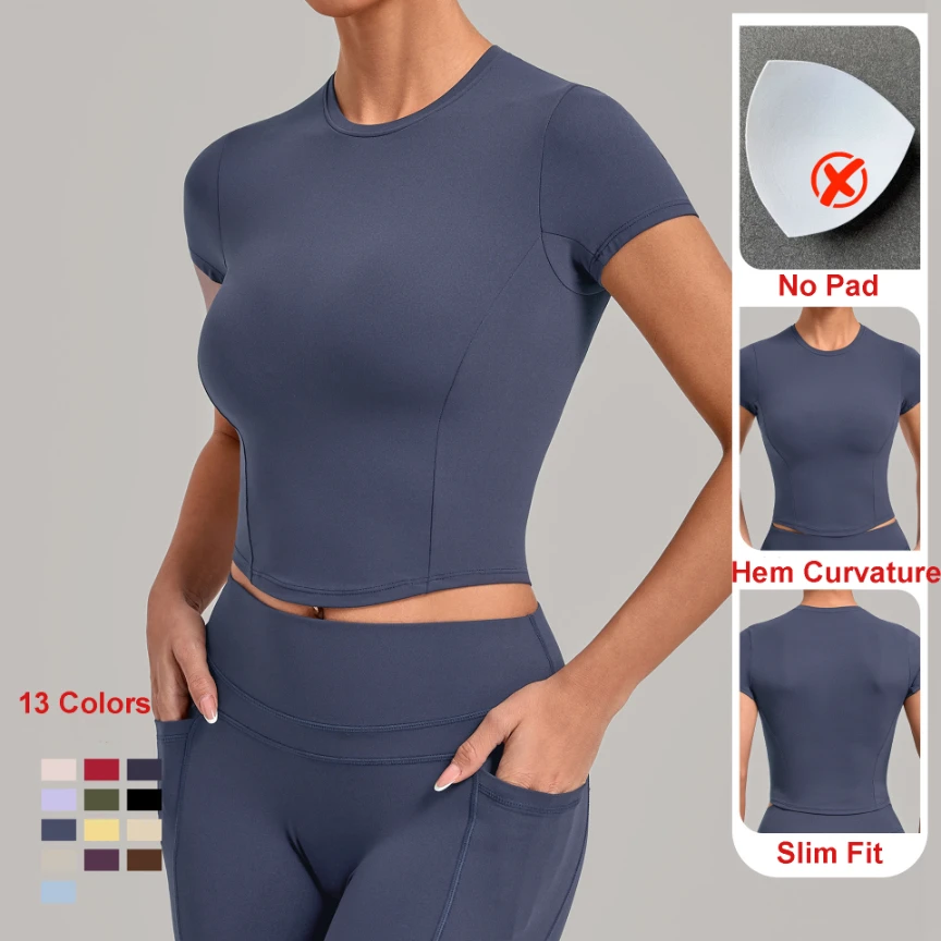 Gym Clothes Bulk High Stretch Short Sleeve Yoga Top Women‘s Workout T-shirt